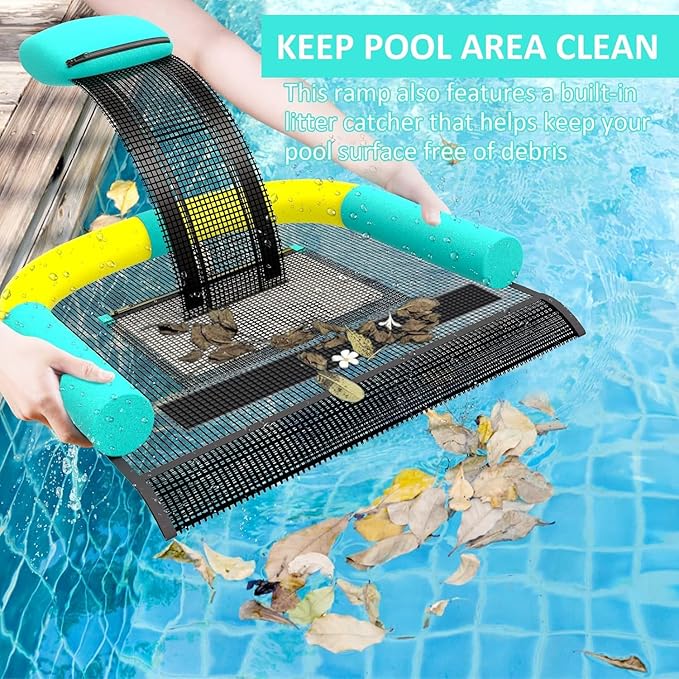 Poolvio Animal Saving Escape Ramp for Pool, Save Critters in Swimming Pool Device Handy, Pool Accessories in Floating Ramp Rescues Saving Frogs, Toads Animal Mice, Birds