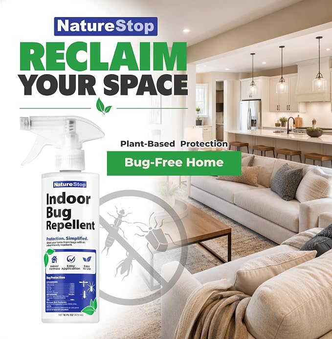 Indoor Bug Repellent Spray (16oz) | Protects Indoor Spaces, Pet & Family Friendly, Plant-Based Active Ingredients, For Kitchens & Living Areas, Indoor Use