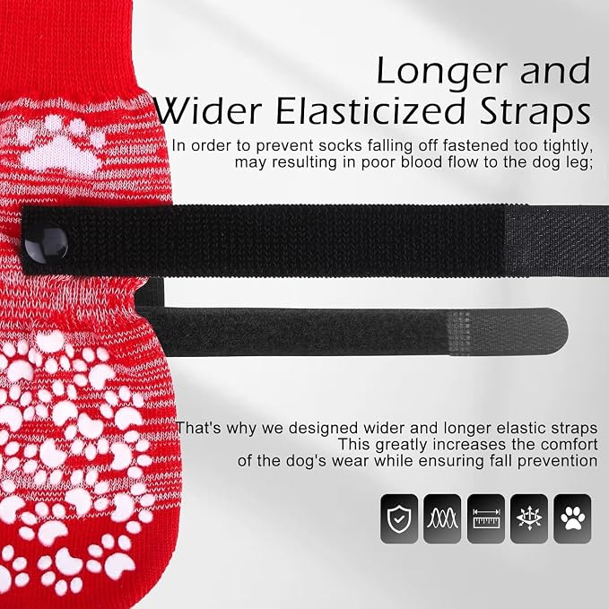 EXPAWLORER Anti Slip Dog Socks to Prevent Licking Paws, Dog Shoes for Hot Pavement, Dog Booties for Small Medium Large Senior Dogs, Traction Control Boots & Paw Protectors for Hardwood Floors