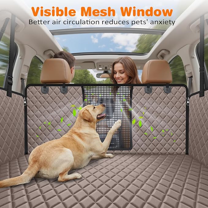 URPOWER 4 in 1 Dog Car Seat Cover for Back Seat, Waterproof Dog Hammock with Mesh Window and Side Flap Pet Car Seat Protector Dogs Backseat Cover for Cars, SUVs & Mid-Size Trucks