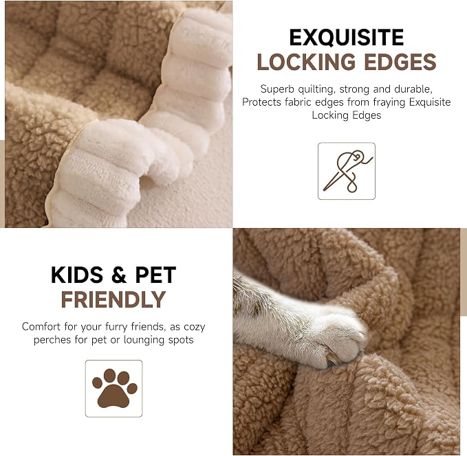 OTOB Couch Cover for Dogs Washable, Non Slip Plush Fuzzy Sofa Covers for 3 Cushion Couch All Seasons, Kids Pet Friendly Soft Cozy Furniture Protector Sofa Slipcovers (Khaki, 27.6" x 82.7")