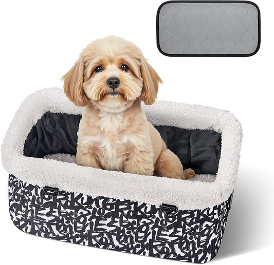 BurgeonNest Center Console Dog Car Seat for Small Dogs up to 9 lbs (Graffiti)