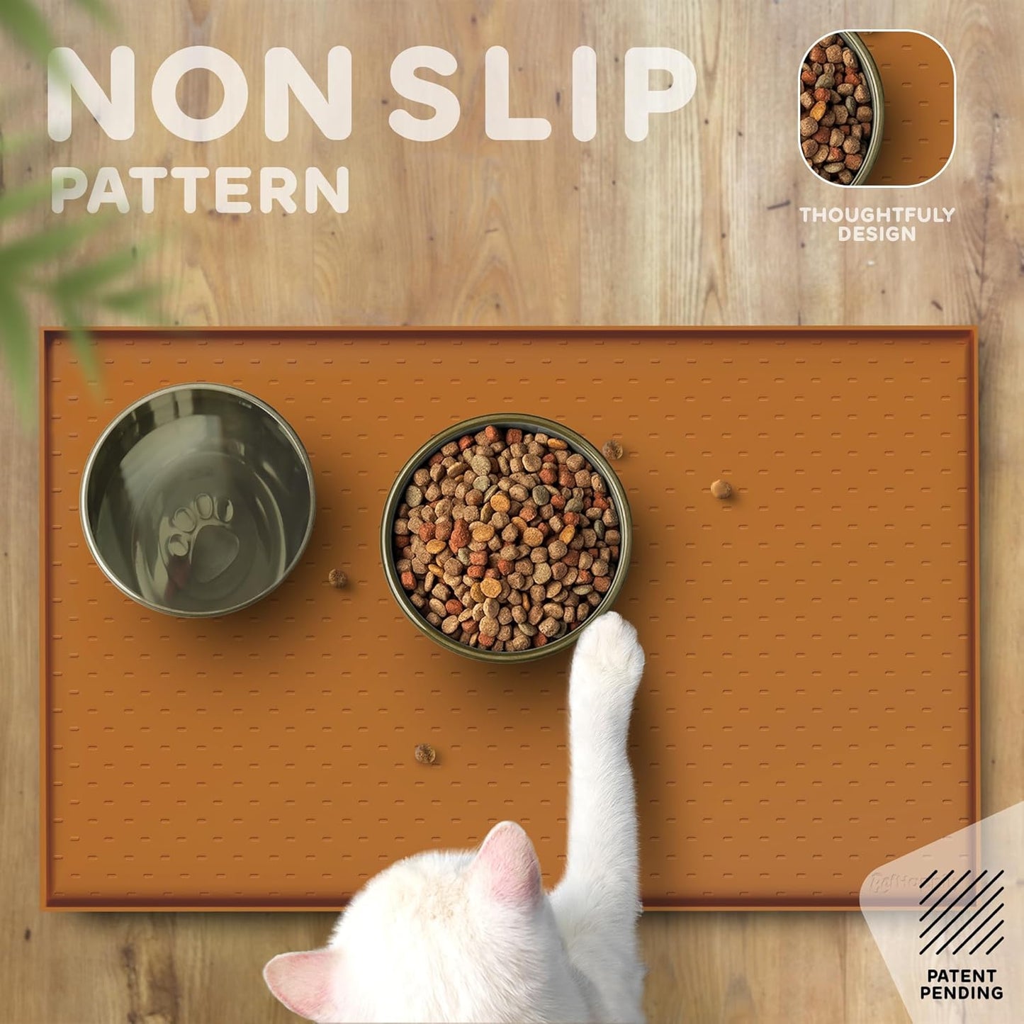 Dog Food Mat - 28x18 Raised Edges Dogs Mat for Food and Water Prevent Spill, Waterproof Cat Food Mats Protect Floors, Easy Clean Dog Bowl Mats for Food and Water, Silicone Pet Feeding Placemats