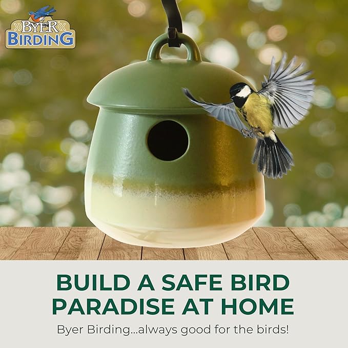 Byer of Maine Return Bird Home, Hanging Bird House, Soft Blue, 7 D x 7 H inches