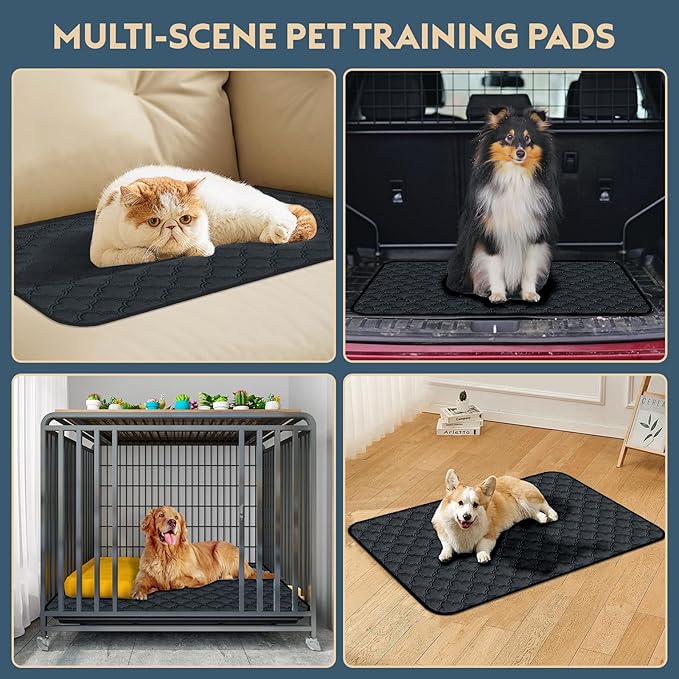 Washable Pee Pads for Dogs - 2 Pack Reusable Pee Pads，Waterproof Puppy Pads，Pet Training Pads，Super Absorbent with Dog Paw Shape Non-Slip Backing (Dark Grey, 24" X 36" - 2 Pack)