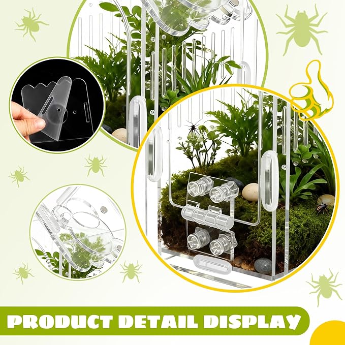 Jumping Spider Enclosure Acrylic Spider Cage Insect Terrarium Bug Enclosure Tarantula Enclosure Reptile Terrarium for Snail, Mantis, Lizard, and Small Reptiles - Small House Shape