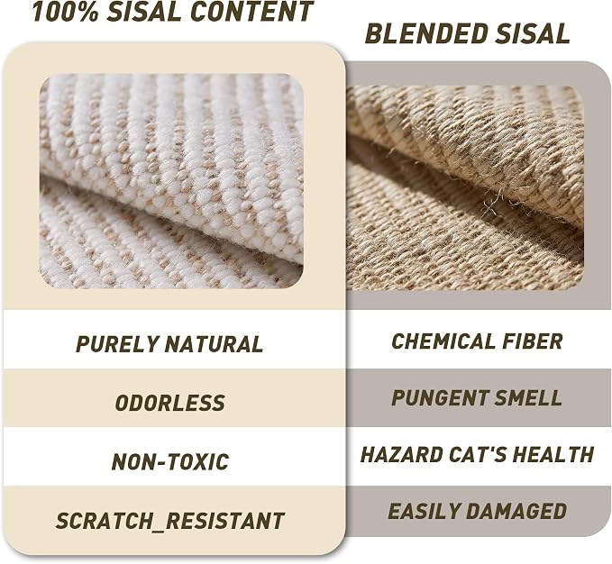 Sisal Cat Scratcher Bed with Hammock, Solid Wood Frame Cat Scratch Pad & Lounger for Indoor Cats, Durable Natural Sisal Cat Furniture Protector for Scratch, Rest and Sleep(Large)