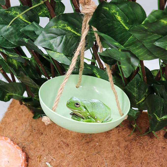 Plastic Frog Swing Toys with Suction Cup, Frog Habitat Platform, Reptile Decorations for Terrarium, Frog Tank Accessories, Terrarium Decor for Tree Frog, African Dwarf Frog, Frog and Toad