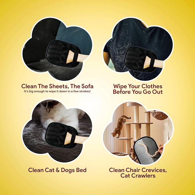 Pet Hair Removal Glove for Cats & Dogs, Upgraded Five-Finger Electrostatic Pet Hair Gloves, Reusable Magic Brush Pet Hair Remover Tool for Clothing, Laundry, Couch, Carpet & Car Seat