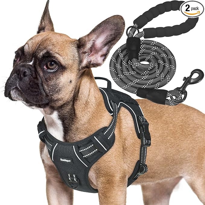 Beebiepet Heavy Duty Tactical Dog Harness for Small Dogs, No Pull Adjustable Pet Harness Reflective Service Training Easy Control Pet Vest Military K9 Working Dog Harnesses- Small, Black