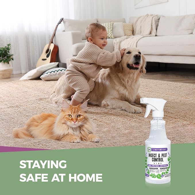 VermExon Peppermint Oil Insect & Pest Control Spray – 32oz Natural Plant-Based Bug Killer for Spiders, Ants, Flies, and Other Insects, Safe for Home & Kitchen Use