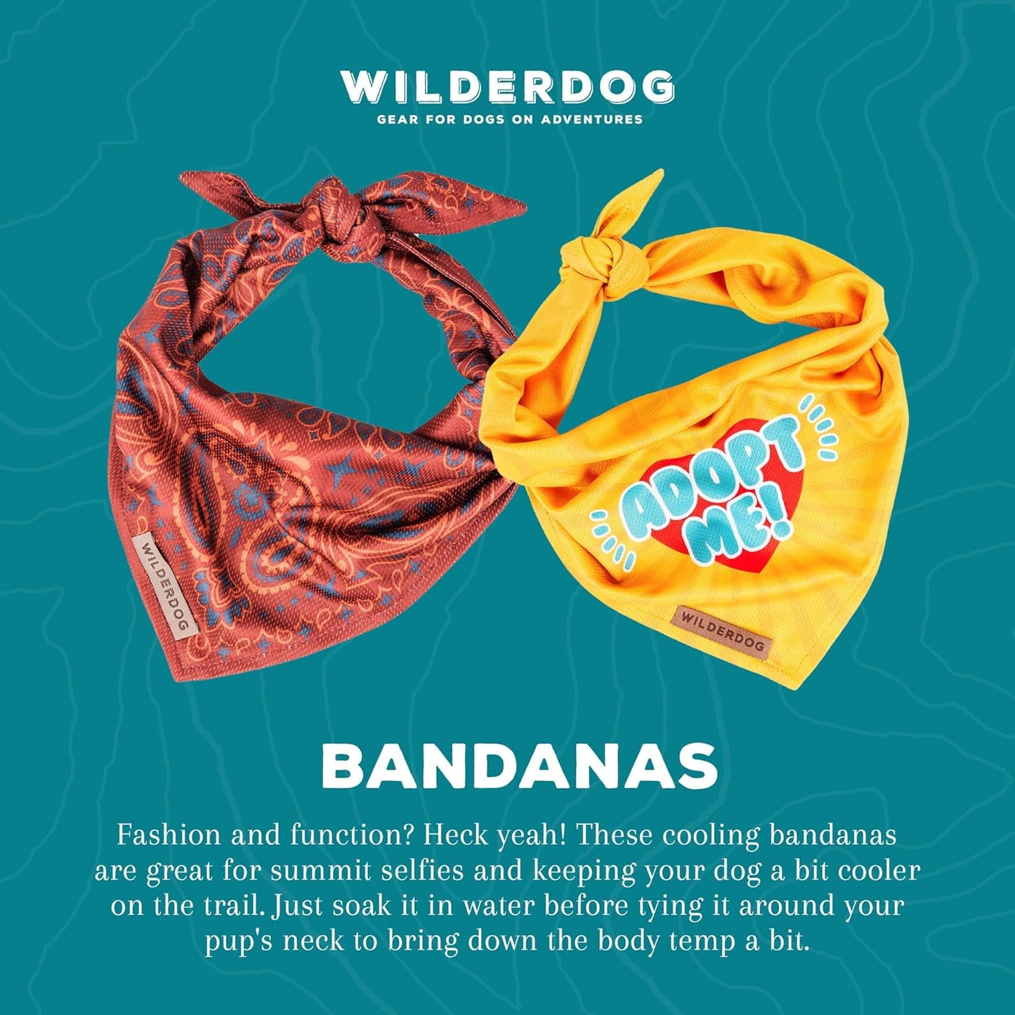 Wilderdog Dog Bandana with Lightweight Quick Drying Poly-Blend Mesh Material in Russet