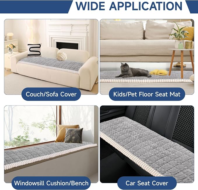 OTOB Couch Covers for Sofa Pet Friendly, Washable & Non Slip Fuzzy Dog Couch Cover Love Seat Sofa Slipcovers Cushion Mat, Cozy Soft All Seasons Plush Furniture Protector (Light Gray, 27.6" x 59.1")
