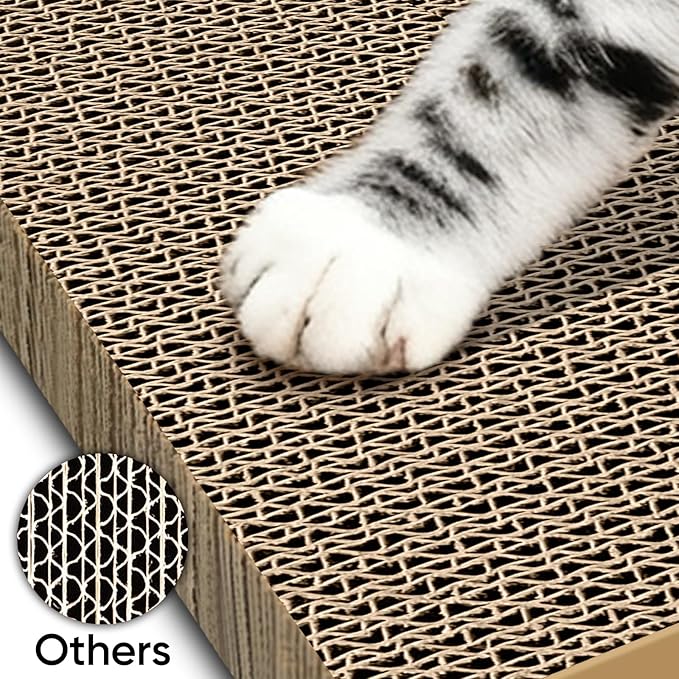 Cat Scratchers 4 Pack, Corrugated Cardboard Cat Scratching Pads for Indoor Cats and Kittens, Large Cat Scratch Pad Boards, Reversible Cat Scratch Boards for Floor, Wall, and Corner Use