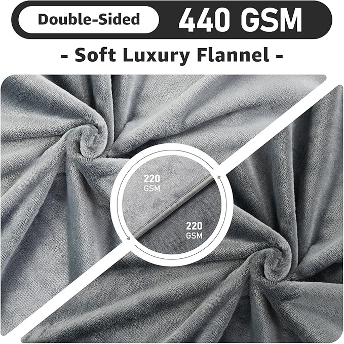 LOOBANI Waterproof Blanket for Bed, Soft Flannel Twin Bed Blanket 60" x 80" | Dog Pet Blankets for Large Dogs, Reversible Spill-Proof Throw for Couch Cover, Movie Time, Camping, Travel, Noise Free, Grey