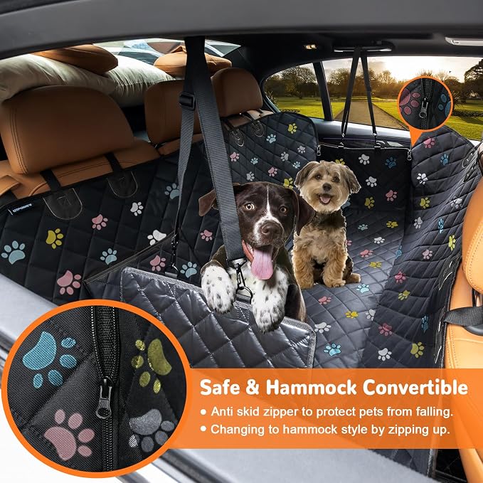 URPOWER Dog Car Seat Cover for Pets 100% Waterproof Seat Cover Hammock 600D Heavy Duty Scratch Proof Nonslip Durable Soft Back Seat Covers for Full Size Trucks