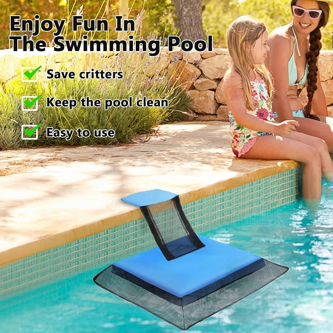 Pool Animal Saving Escape Ramp, Frog Saver for Swimming Pool Critter, Rescue for Frog, Toads, Lizards, Ducks, Snakes, Squirrel, Chipmunk, Mice, Reduces Pool Maintenance Accessories, (2 PCS Blue)