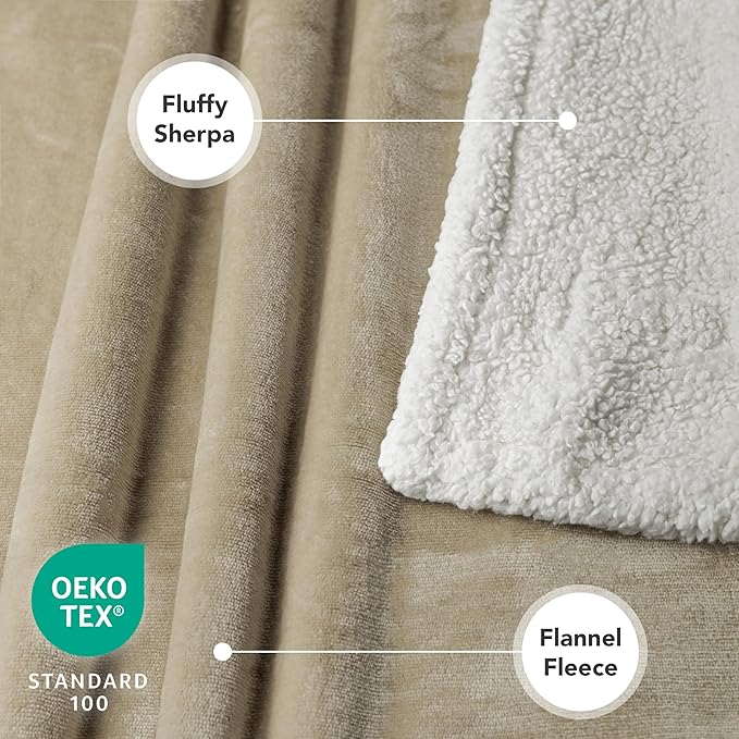 PetAmi Waterproof Dog Blanket for Medium Large Dog Puppy Cat Throw for Couch Cover Leakproof Protection, Sherpa Fleece, Reversible Soft Washable 60x40 Taupe