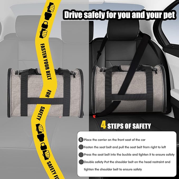 Small Animals Cat Carrying Case Pet Carrier Airline Approved, Protable and Breathable Pet Travel Carrier Removable Fleece Pad Collapsible Cat Carrier Dog Carrier Small Cats Dogs(15 * 10 * 10)