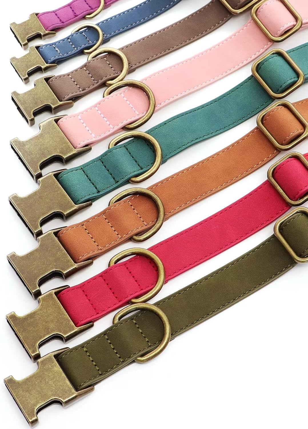 Didog Soft PU Leather Dog Collar, Stylish Quick Released Dog Collars for Small Dogs, Easy Clean Adjustable Pet Collar for Daily Walking, Light Brown, S Fit 10-16" Neck