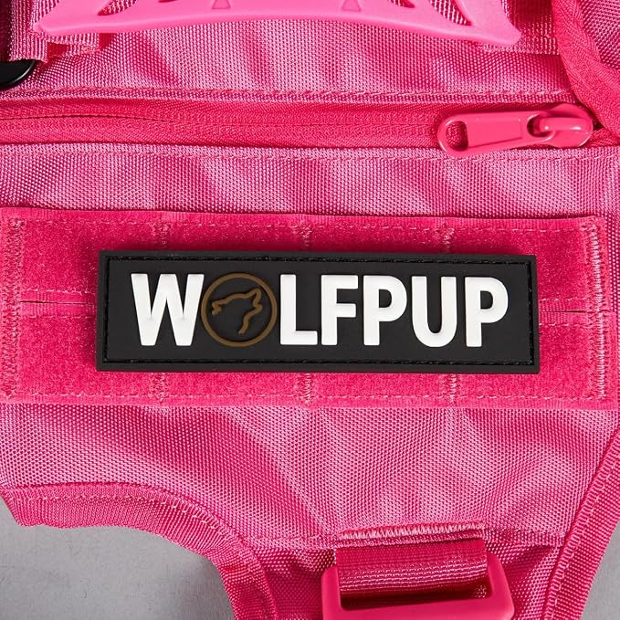 WOLFpak Tactical Dog Vest Harness No Pull Breathable (Neon Pink, Large) | Dual Grab Handles, 1000D Nylon, Four-Point Adjustment, MOLLE Attachment Panels, Three Storage Pockets, Metal Alloy Buckles