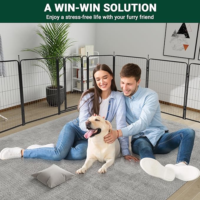 Dog Playpen,40 inch(H) 21 Ft(L) 8 Panels Dog Fence Indoor/Outdoor,Heavy Duty Metal Pet Puppy Exercise Pen, Wide Door Low Threshold,Portable Pet Playpen for Rv Camping Garden Yard