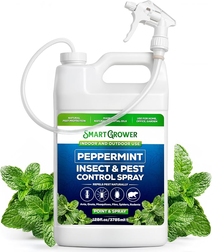 All Natural Peppermint Oil Insect & Pest Control Spray 128oz with Trigger Sprayer, Repels Mice, Spiders, Ants, for Home, Indoor, Outdoor, Garden Maximum Strength– 128 oz Smart Grower