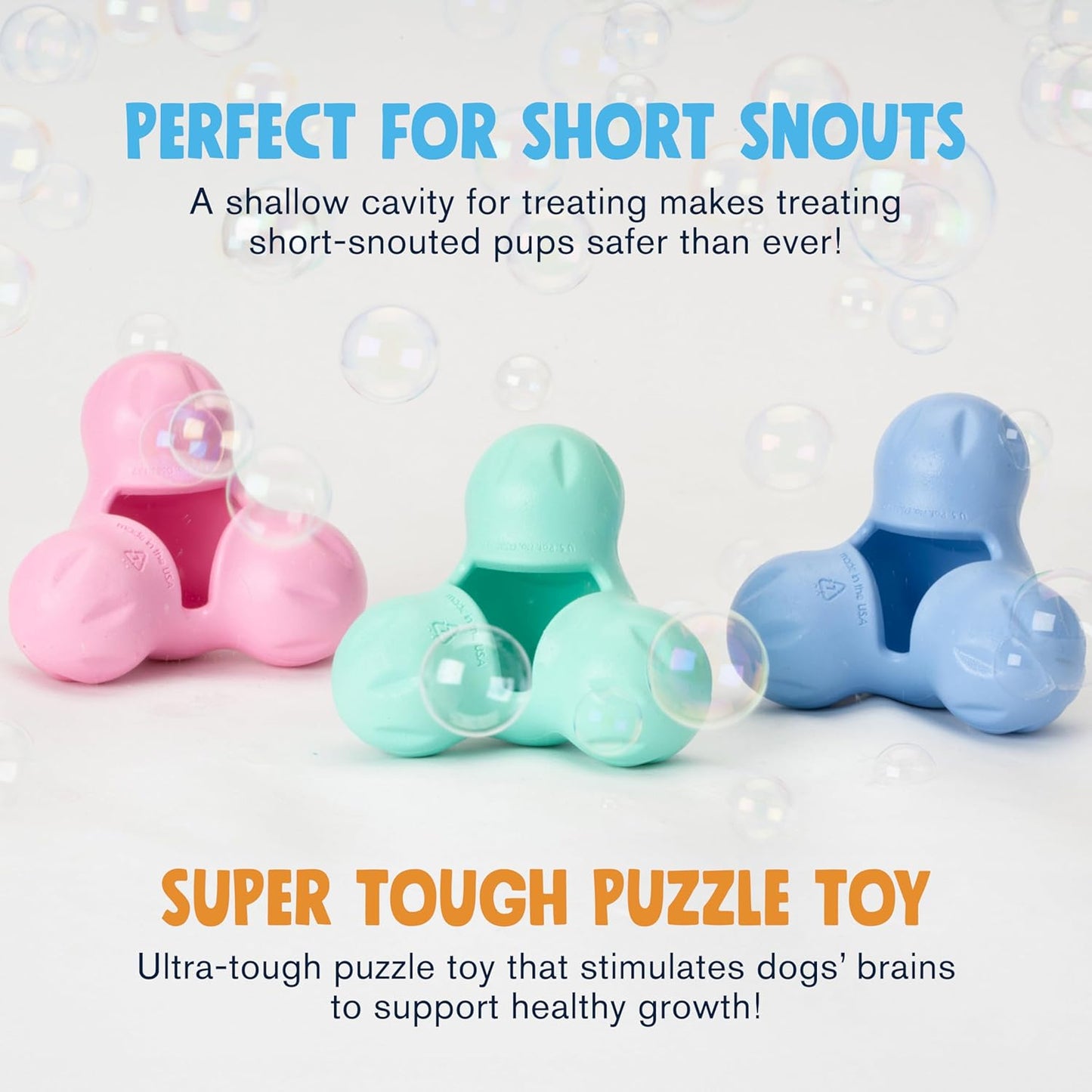 WEST PAW Zogoflex Tux Treat Dispensing Dog Chew Toy – Interactive Chewing Toy for Dogs – Dog Games for Aggressive Chewers, Fetch, Catch – Holds Kibble, Treats, Small 4",Periwinkle