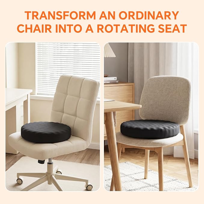 ROYALAY Swivel Seat Cushion for Car for Elderly, 360 Degree Rotating Memory Foam Car Seat Cushion, Portable Turning Disc Chair Assist for Seniors, Non-Slip Round Seat Pad, 13 x 13 x 2.7 Inch