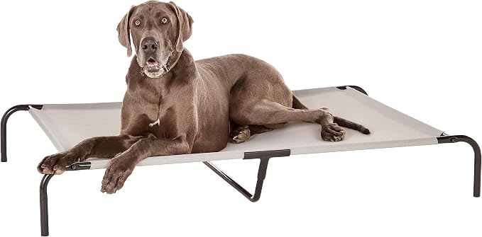 Amazon Basics Cooling Breathable Elevated Pet Bed with Metal Frame for Large Dogs, X-Large (60.1 x 37.1 x 8.9 Inches), Grey, 1 Count