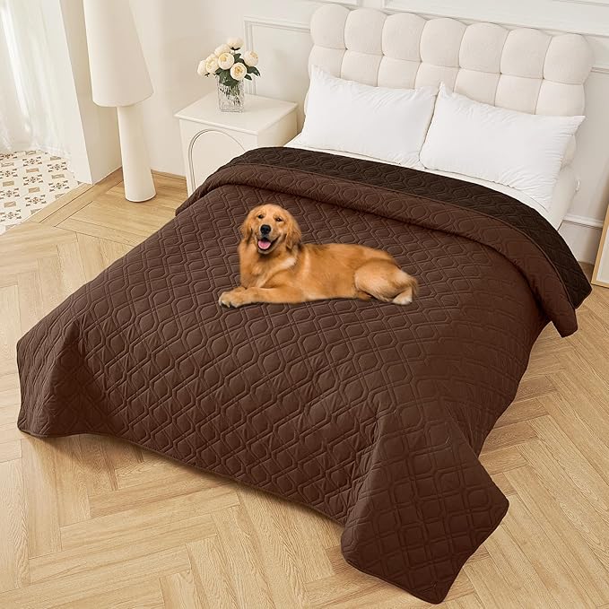Smiry Reversible Waterproof Couch Covers for Sofa, Washable Dogs Pet Couch Covers for 3 Cushion Sofa Pet Friendly, Water Resistant Furniture Protector Slipcover, Geometric (82"x82", Brown/Chocolate)