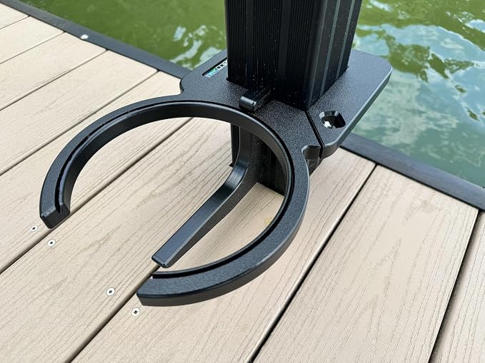 Dock Mounted Dog Bowl & Holder – UV & Rust-Resistant, Marine-Grade, Easy No-Drill Installation, Made in The USA- Fits a 2" Square Post