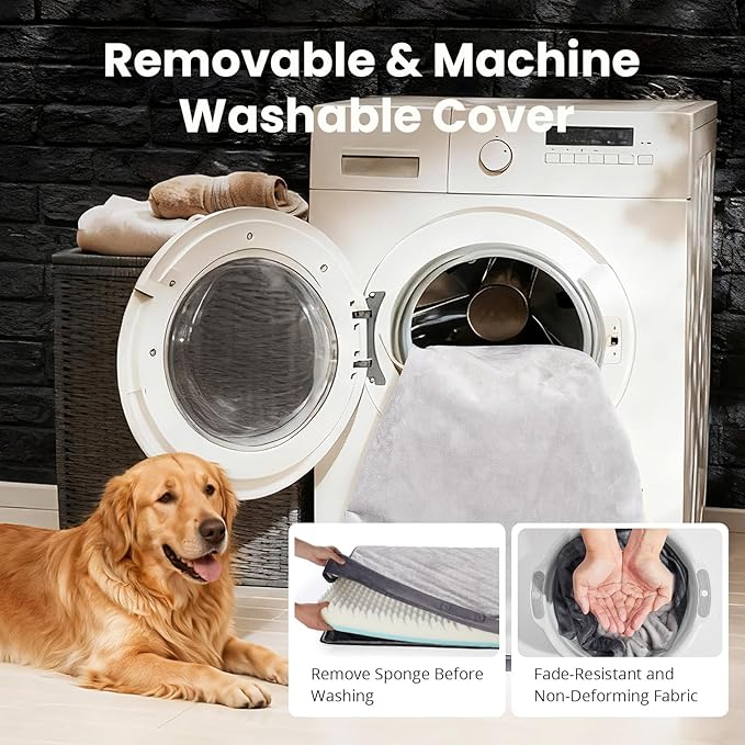 OhGeni Orthopedic Waterproof Dog Bed for Small Dogs, Machine-Washable Removable Cover in Easy-Clean Fabric, Reversible Memory Foam & Easy-Carry Handle, Suitable for Crate, 24 inch (Gray)