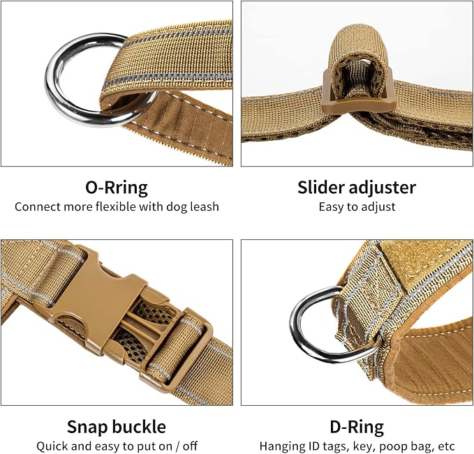 Annchwool No Pull Dog Harness with Soft Padded Handle-Reflective Strip Escape Proof and Quick Fit to Adjust Dog Harness-Easy for Training Walking for Small & Medium and Large Dogs(Brown,XS,1 In Width)