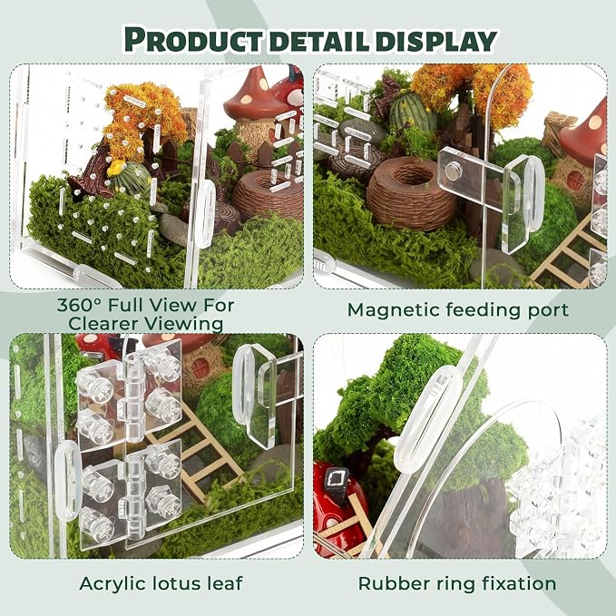 Jumping Spider Enclosure Small Acrylic Spider Cage Insect Terrarium Bug Enclosure Tarantula Enclosure Reptile Terrarium for Snail, Mantis, Lizard, and Small Reptiles - Big House Shape