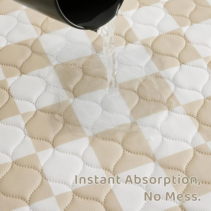 2 Pack Beige Checkered Washable Pee Pads for Dogs, Checkered Reusable Dog Pee Pads, for Puppy Playpen, Crate, Whelping Box, Potty Training, Cute Aesthetic Absorbency, Leak-Proof Non-Slip