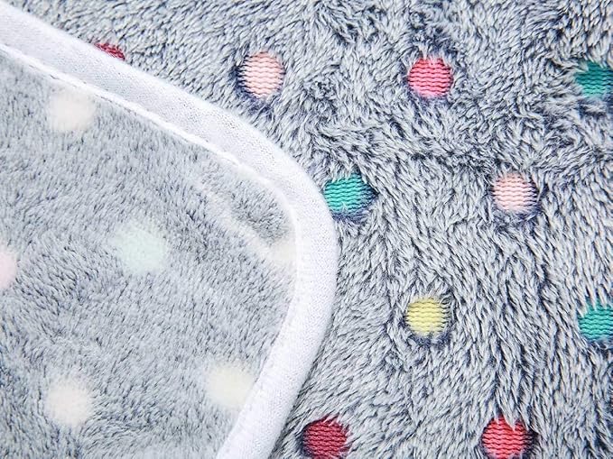 1 Pack 3 Blankets Super Soft Cute Dot Pattern Pet Blanket Flannel Throw for Dog Puppy Cat Blue/Purple/Grey Small