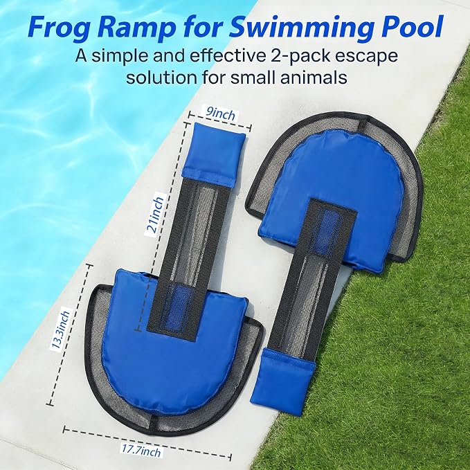 2 Pcs Pool Animal Escape Ramp, Floating Frog Log for Pool & Spa – Small Animal Rescue Platform, Prevents Drowning, Easy Install Floating Ramp Rescues (Blue)
