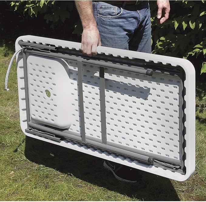 PACEROCKER Outdoor Fish & Game Cleaning Portable Folding Camp Table & Washing Station with Flexible Faucet