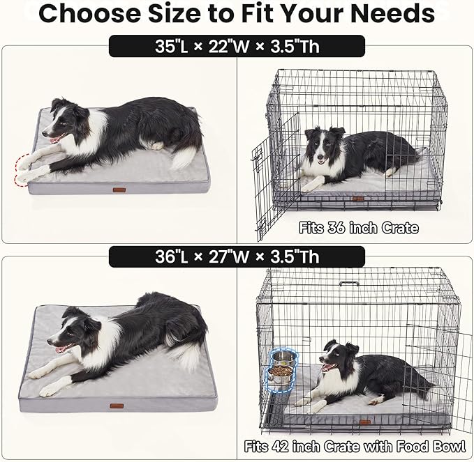 OhGeni Orthopedic Waterproof Dog Bed for Medium Large Dogs, Machine-Washable Removable Cover in Easy-Clean Fabric, Reversible Memory Foam & Easy-Carry Handle, Wider and Larger, 36 inch (Brown)