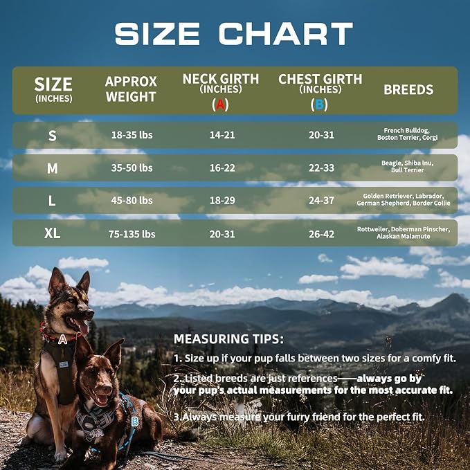 AUROTH Tactical Dog Harness for Large Dogs No Pull Adjustable Pet Harness Reflective K19 Working Training Easy Control Pet Vest Military Service Dog Harnesses