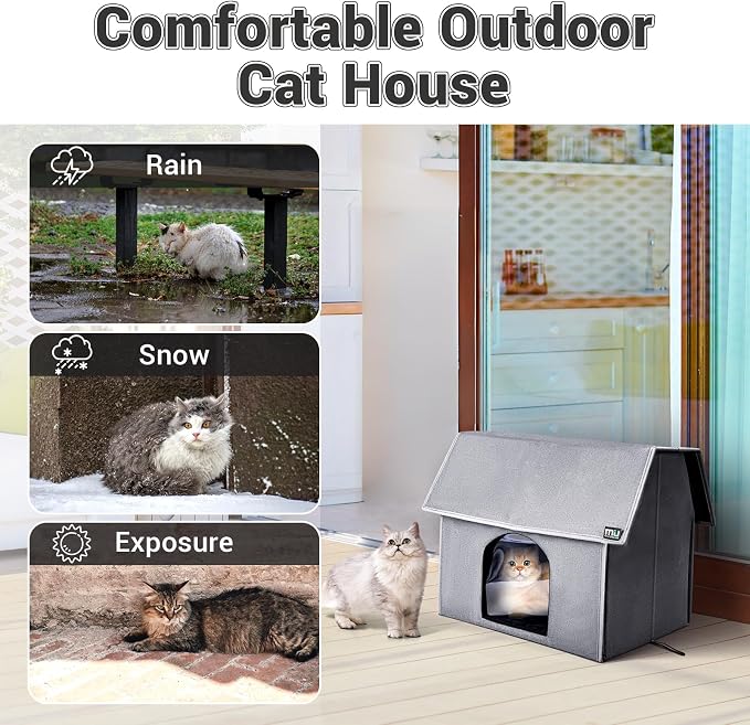 MIU Color Outdoor Cat House, Large Weatherproof Cat Houses for Outdoor Cats, Insulated Feral Cat Shelter with Removable Soft Mat, Easy to Assemble, 17.1" x 15" x 16.6" inch | Insulated Feral Cat Shelter with Removable Soft Mat, Easy to Assemble,17.1" x...