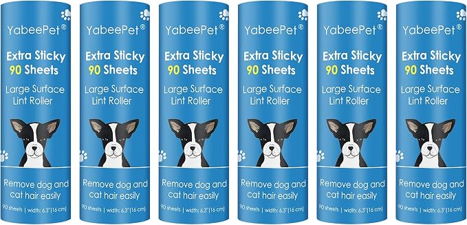 Extra Sticky Large Lint Roller Refills, 6.3'' Giant Lint Roller Refills for Pet Hair, Clothes&Furniture Cleaning, 540 Sheets in Total