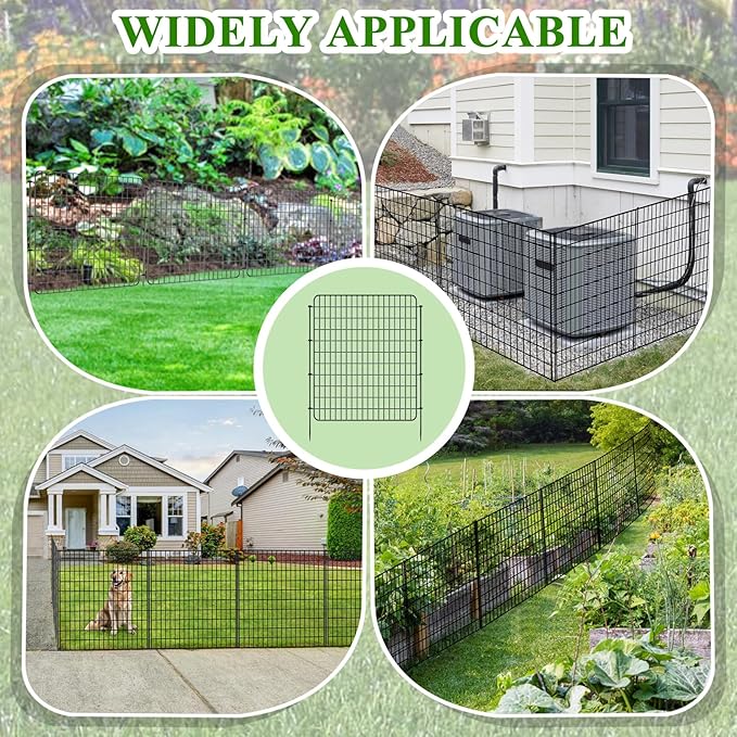 Garden Fencing Animal Barrier 5 Pannels, 36 in(H) X 12.5 ft(L) No Dig Dog Tall Fence Outdoor for Yard Rustproof Garden Metal Wire Border Patio Rabbit Ground Stakes