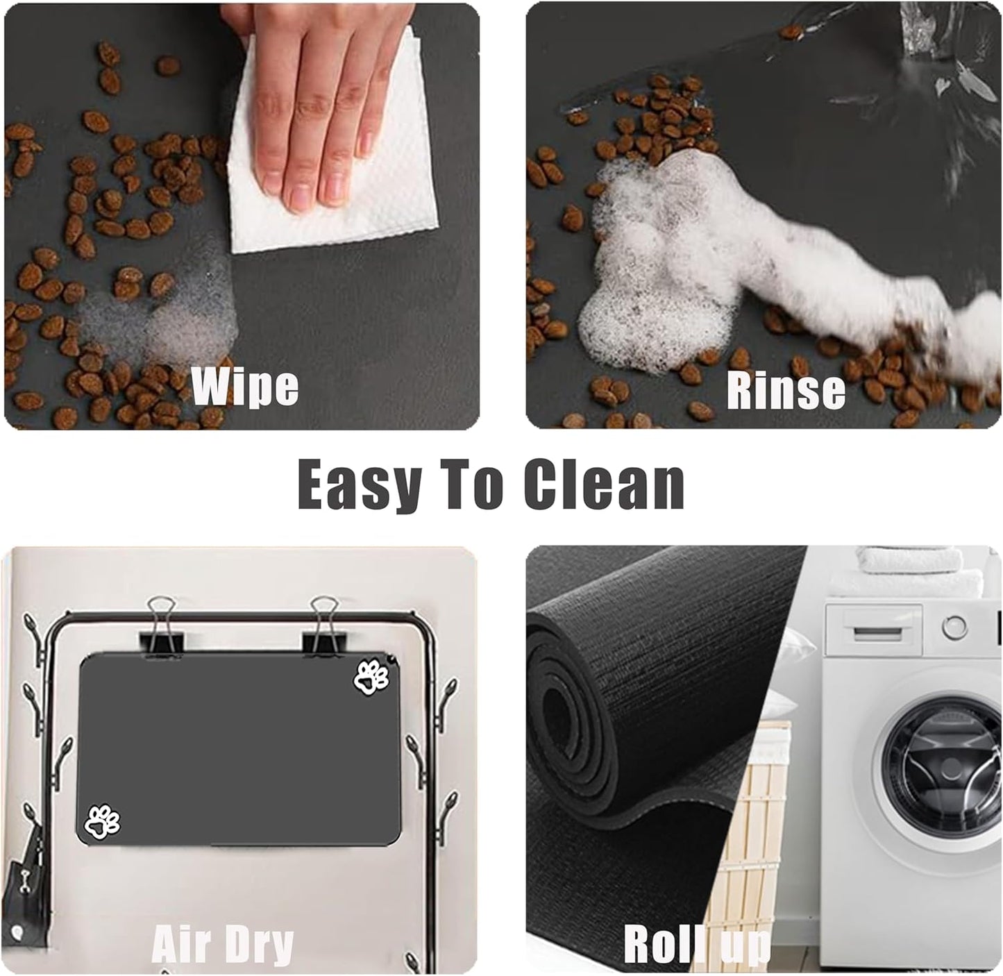 Large Pet Feeding Mat,Super Absorbent Pet Mat,Quick Dry Cat & Dog Water Dispenser Mat,No Stains Non Skid Pet Food Mat for Food and Water Bowl,Easy to Clean Pet Placemats(40"x32",Dark Grey)