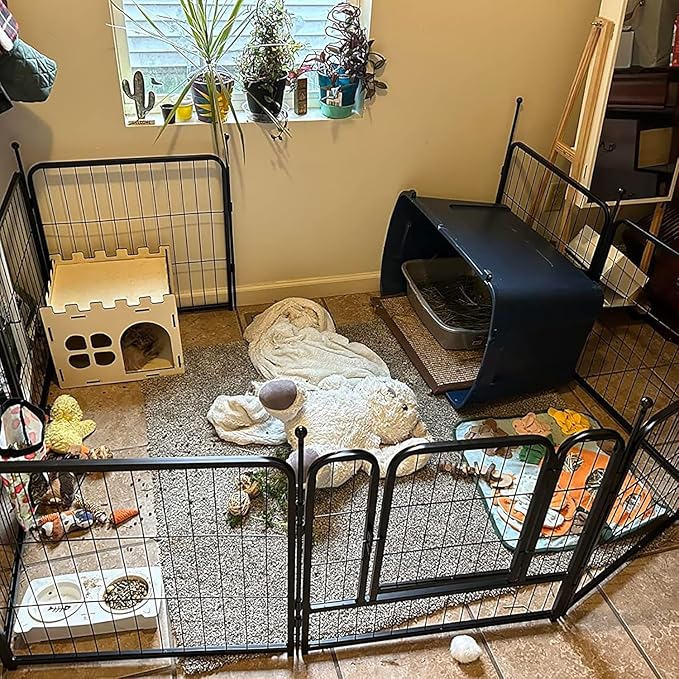 Dog Playpen,Portable Outdoor Dog Fence, Playpen for Large/Medium/Small Dogs, Dog Fences for The Yard,with Doors Foldable Metal Dog playpen (32 Panels, 45 inch)