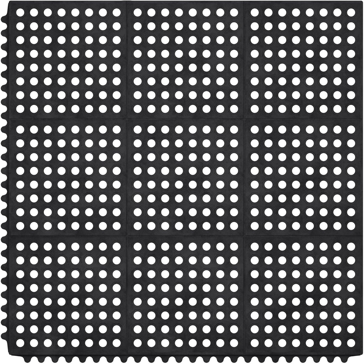 Ottomanson Heavy Duty Rubber Floor Mat – Non-Slip, Waterproof, Easy to Clean – Anti-Fatigue Mat for Commercial Kitchens, Restaurants, Workshops – Oil Resistant, Hose Washable – 36" x 36", Black