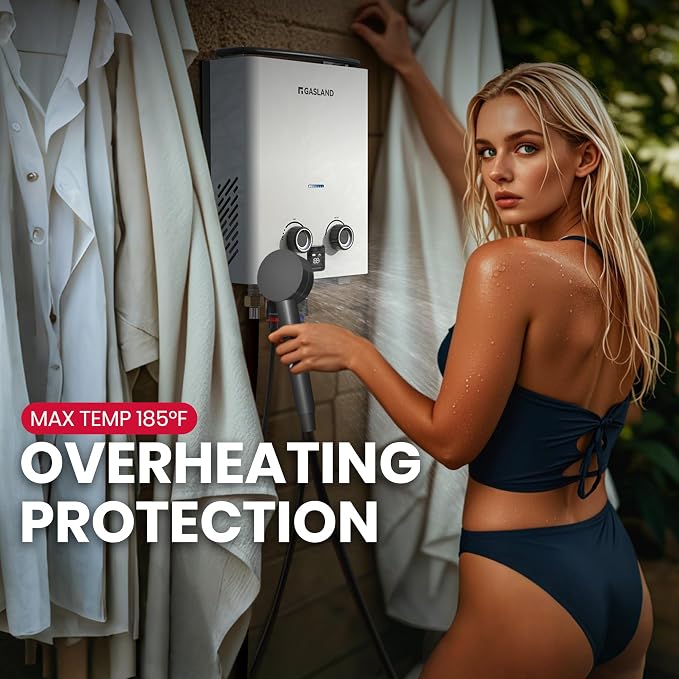 GASLAND Goshower G5 Portable Camping Hot Water Heater | 5L 1.32GPM |Compact | Propane Outdoor Shower for Camping, Off-Grid, Dog Station, Digital Display, Adjustable Temperture, Overheating Protection