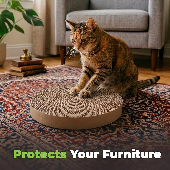 Best Pet Supplies Catify Cat Scratcher, Fun Interactive Scratchers, Posts, Poles, Claw Safe, Furniture Saver Indoor Play Support Natural Cat Behaviors Heavy Duty - Round(3 Pack)