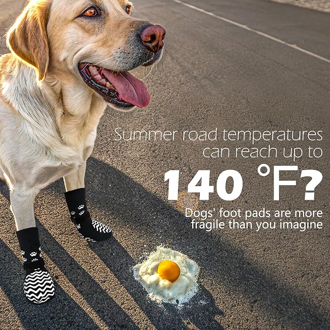 EXPAWLORER 6Pcs Anti Slip Dog Socks to Prevent Licking Paws, Dog Shoes for Hot Pavement Double Sides Dog Boots & Paw Protectors Booties for Hardwood Floors with Grip Small Medium Large Senior Dogs, S